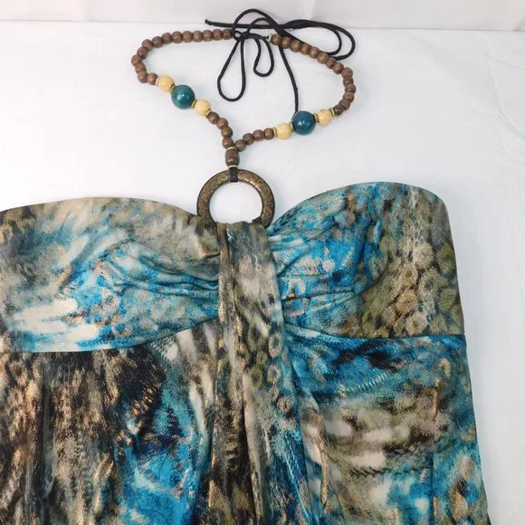 R&M Richards Petite Maxi Dress Halter Style With Beaded Halter Size PXL - Picture 7 of 13